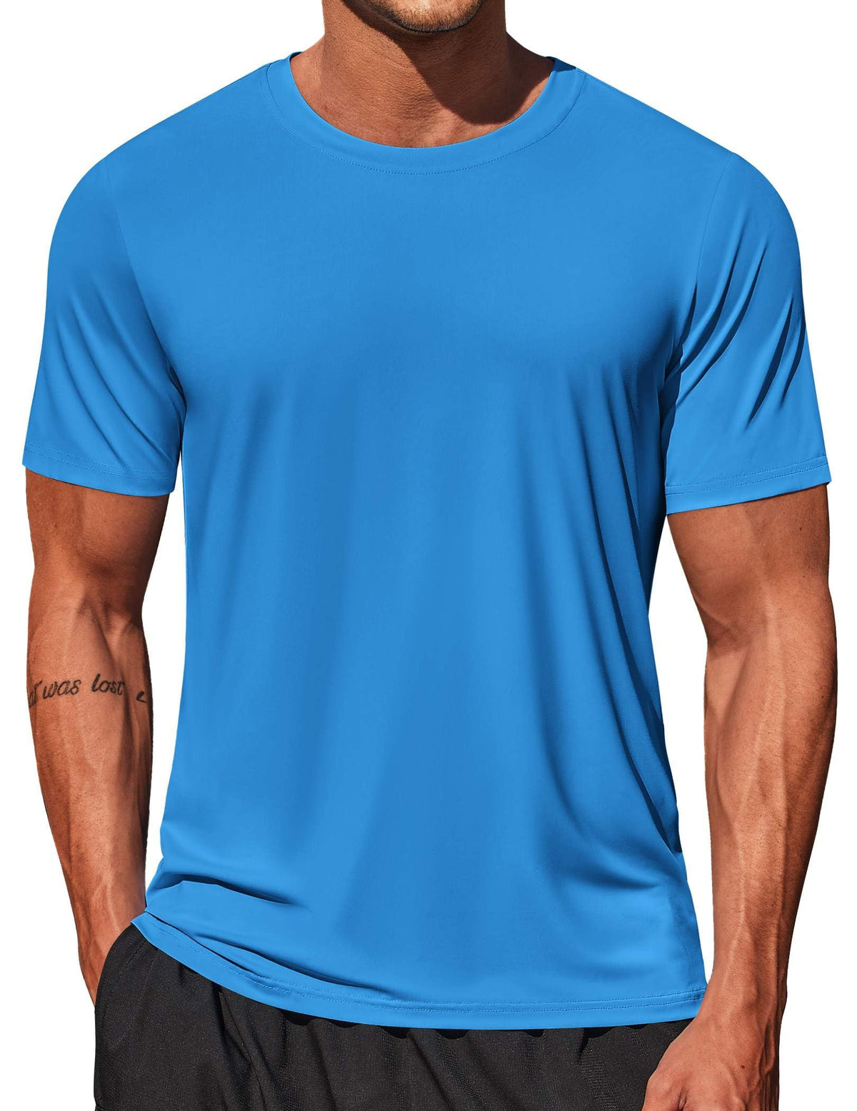 COOFANDY Men's Swim Shirt Short Sleeve UPF 50+ Sun Shirt Rash Guard T-Shirts Quick Dry Beach Shirts Breathable
