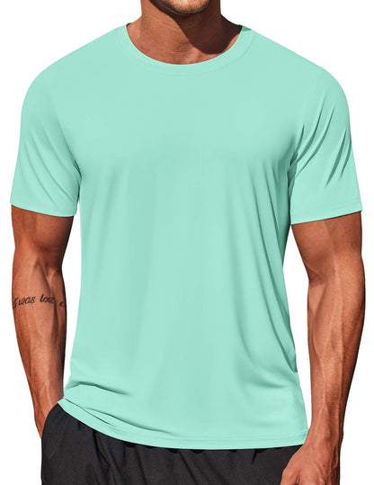 COOFANDY Men's Swim Shirt Short Sleeve UPF 50+ Sun Shirt Rash Guard T-Shirts Quick Dry Beach Shirts Breathable