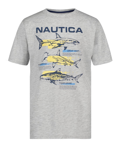 Nautica Boys' Short Sleeve J-Class Logo Crew Neck T-Shirt, Soft, Comfortable, Relaxed Fit