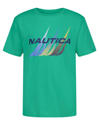 Nautica Boys' Short Sleeve J-Class Logo Crew Neck T-Shirt, Soft, Comfortable, Relaxed Fit