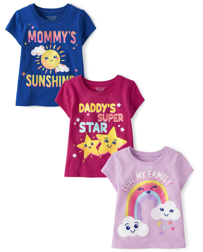 The Children's Place Baby Girls' and Toddler Unicorns,Butterflies,Trends Short Sleeve Graphic T-Shirts,3 Pack