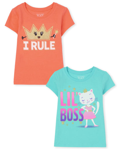 The Children's Place Baby Girls' and Toddler Unicorns,Butterflies,Trends Short Sleeve Graphic T-Shirts,3 Pack