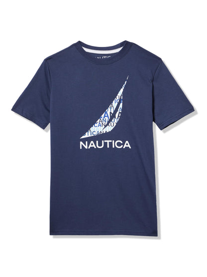 Nautica Boys' Short Sleeve J-Class Logo Crew Neck T-Shirt, Soft, Comfortable, Relaxed Fit