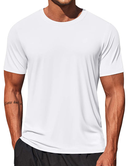COOFANDY Men's Swim Shirt Short Sleeve UPF 50+ Sun Shirt Rash Guard T-Shirts Quick Dry Beach Shirts Breathable