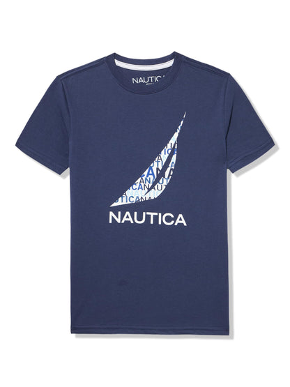 Nautica Boys' Short Sleeve J-Class Logo Crew Neck T-Shirt, Soft, Comfortable, Relaxed Fit