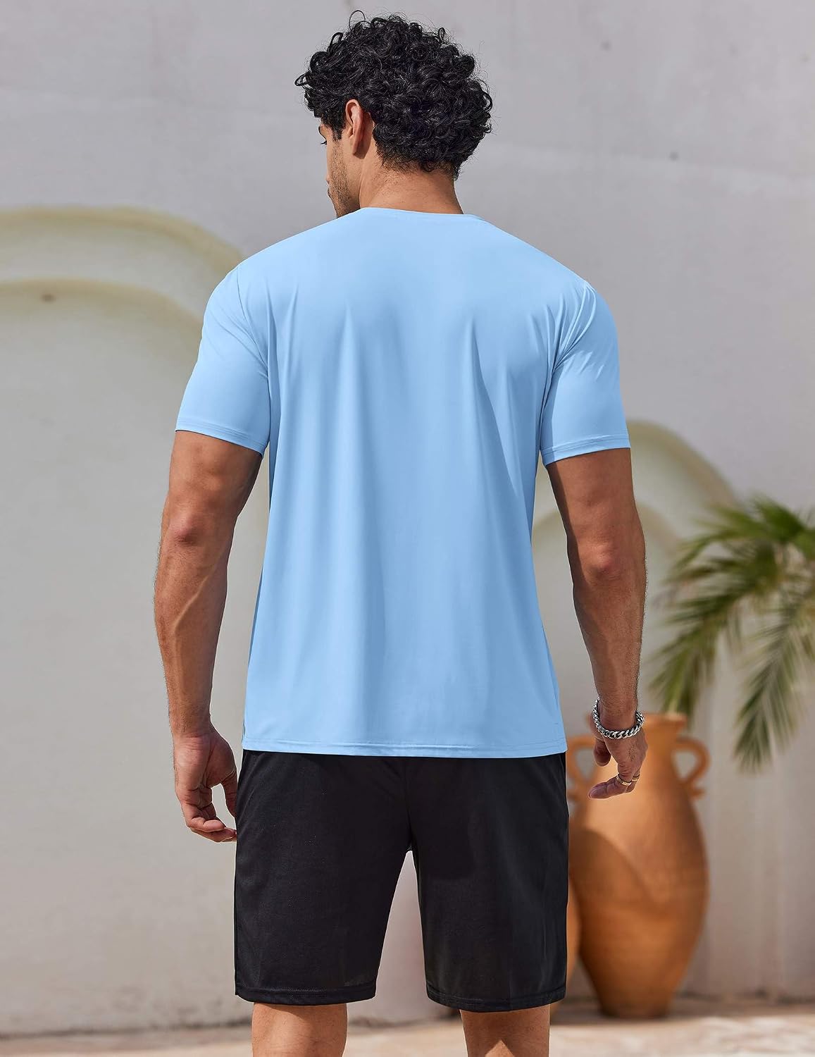 COOFANDY Men's Swim Shirt Short Sleeve UPF 50+ Sun Shirt Rash Guard T-Shirts Quick Dry Beach Shirts Breathable
