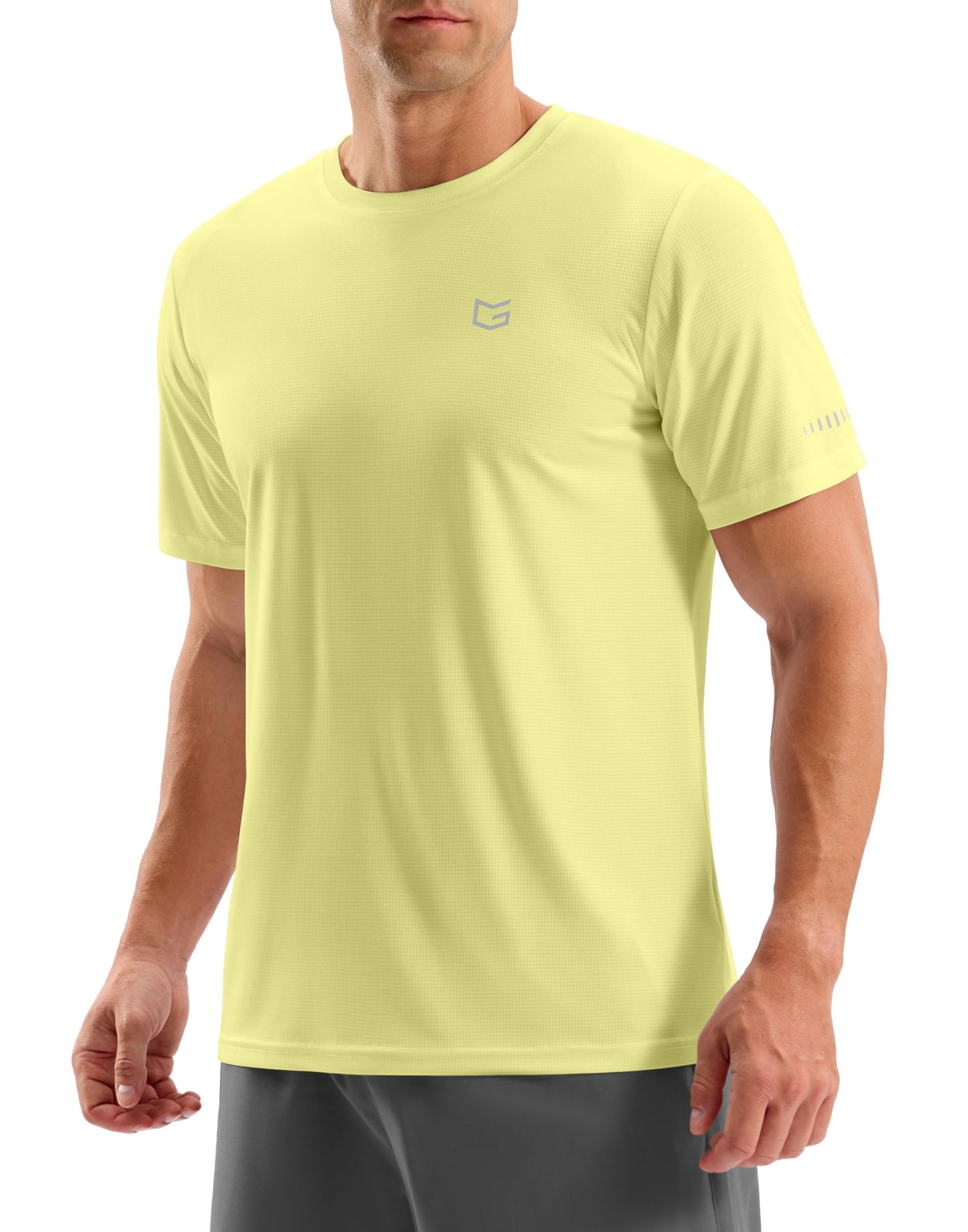 Men's Workout Breathable Grid T-Shirts Dry Fit UPF 50+ Sun Shirts Lightweight Cooling Tee for Athletic, Running, Hiking