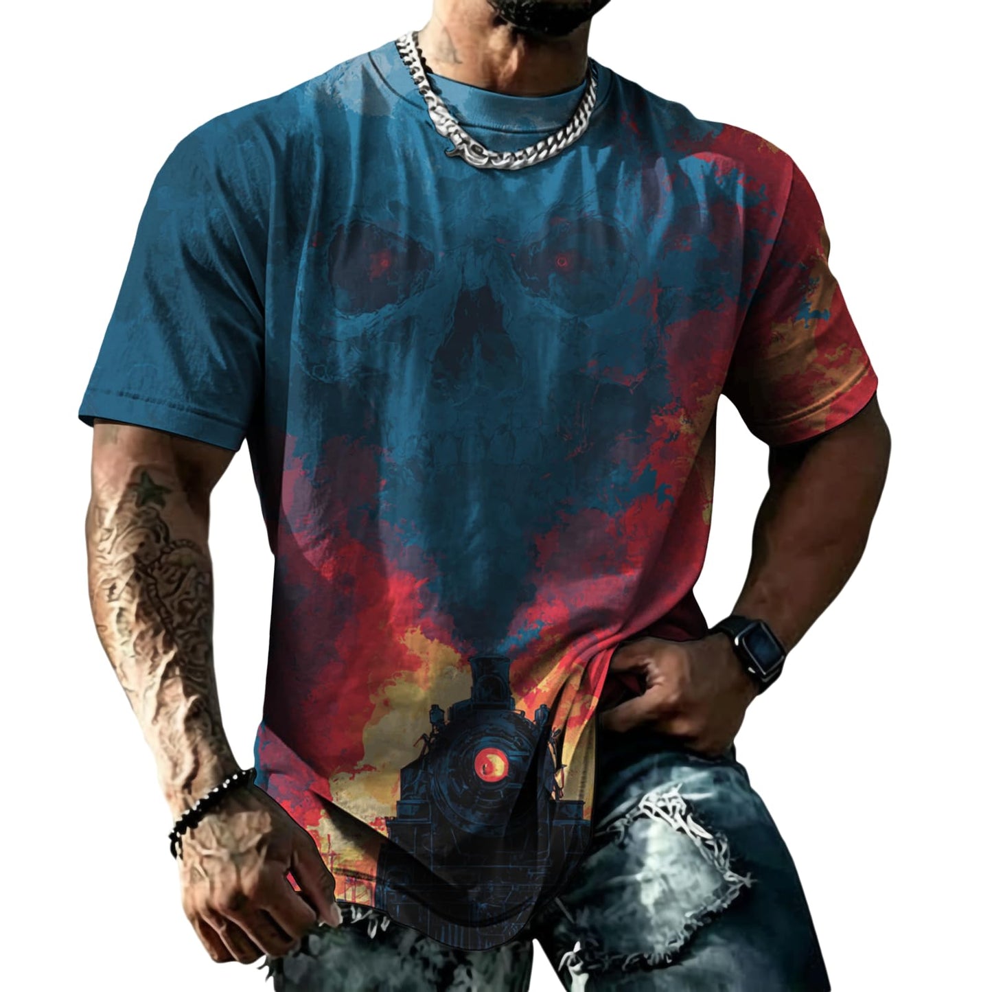 domirica Mens Muscle Fit Short Sleeve T Shirts Gym Workout Crewneck Novelty Print Quick Dry Athletic Shirt