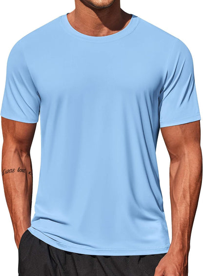 COOFANDY Men's Swim Shirt Short Sleeve UPF 50+ Sun Shirt Rash Guard T-Shirts Quick Dry Beach Shirts Breathable