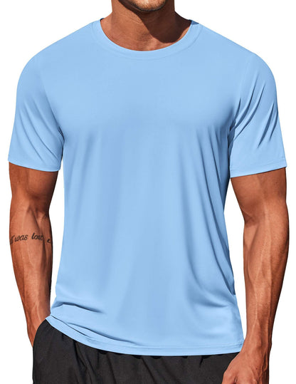 COOFANDY Men's Swim Shirt Short Sleeve UPF 50+ Sun Shirt Rash Guard T-Shirts Quick Dry Beach Shirts Breathable