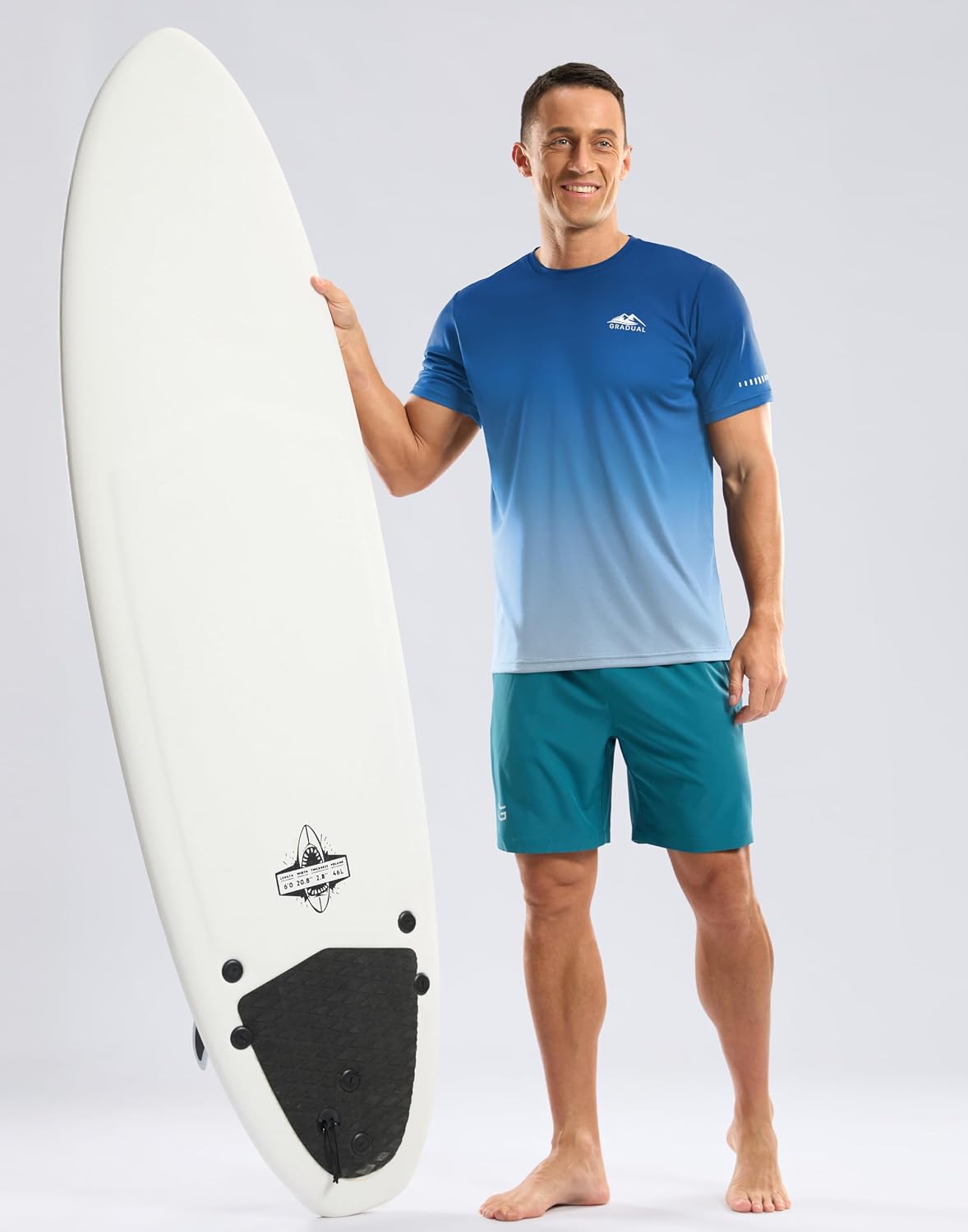 Men's UPF 50+ Sun Protection Dry Fit Workout T-Shirts Rash Guard Swim Shirts Moisture Wicking Tee for Athletic, Beach, Hiking