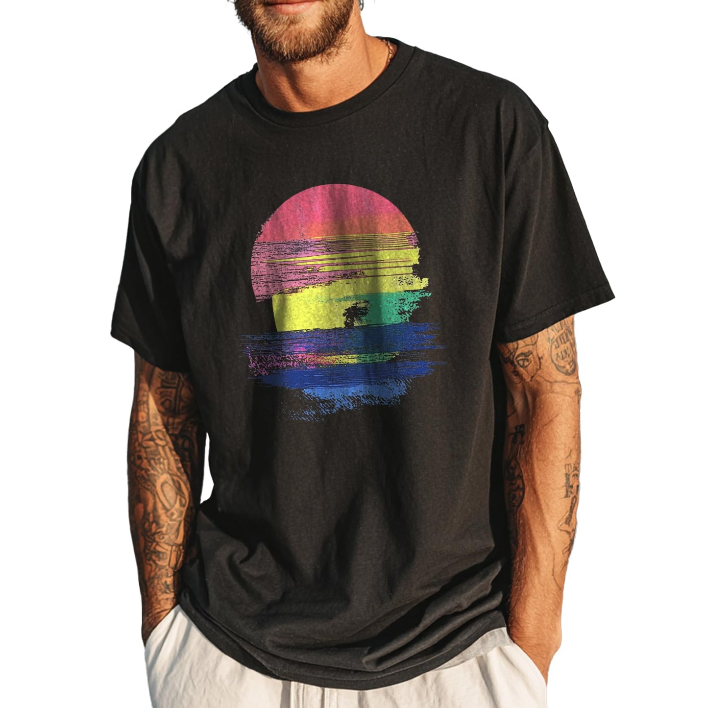 domirica Men's Solid 100% Cotton Graphic Short Sleeve Crewneck Big and Tall Summer Breathable Quick Dry Gym Casual Top