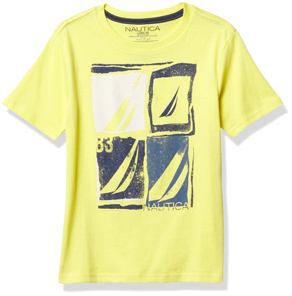 Nautica Boys' Short Sleeve J-Class Logo Crew Neck T-Shirt, Soft, Comfortable, Relaxed Fit