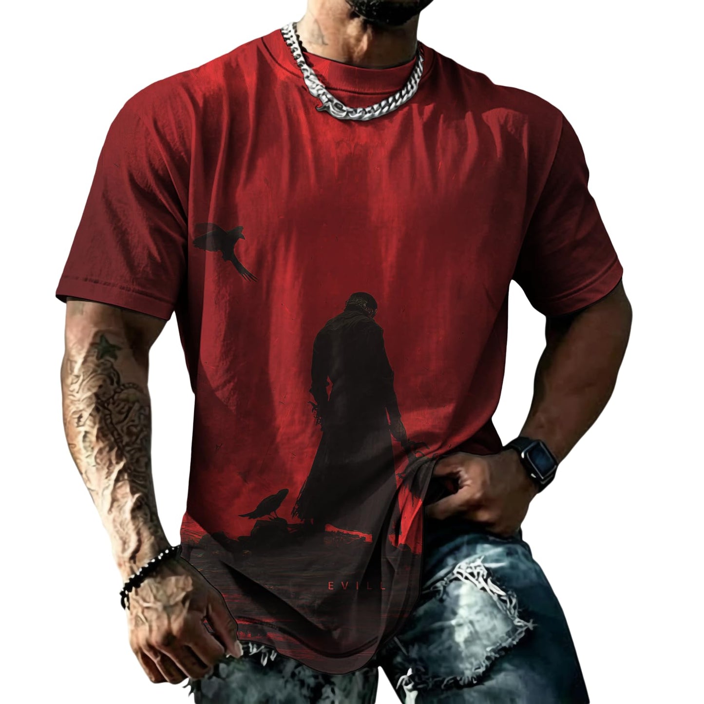 domirica Mens Muscle Fit Short Sleeve T Shirts Gym Workout Crewneck Novelty Print Quick Dry Athletic Shirt