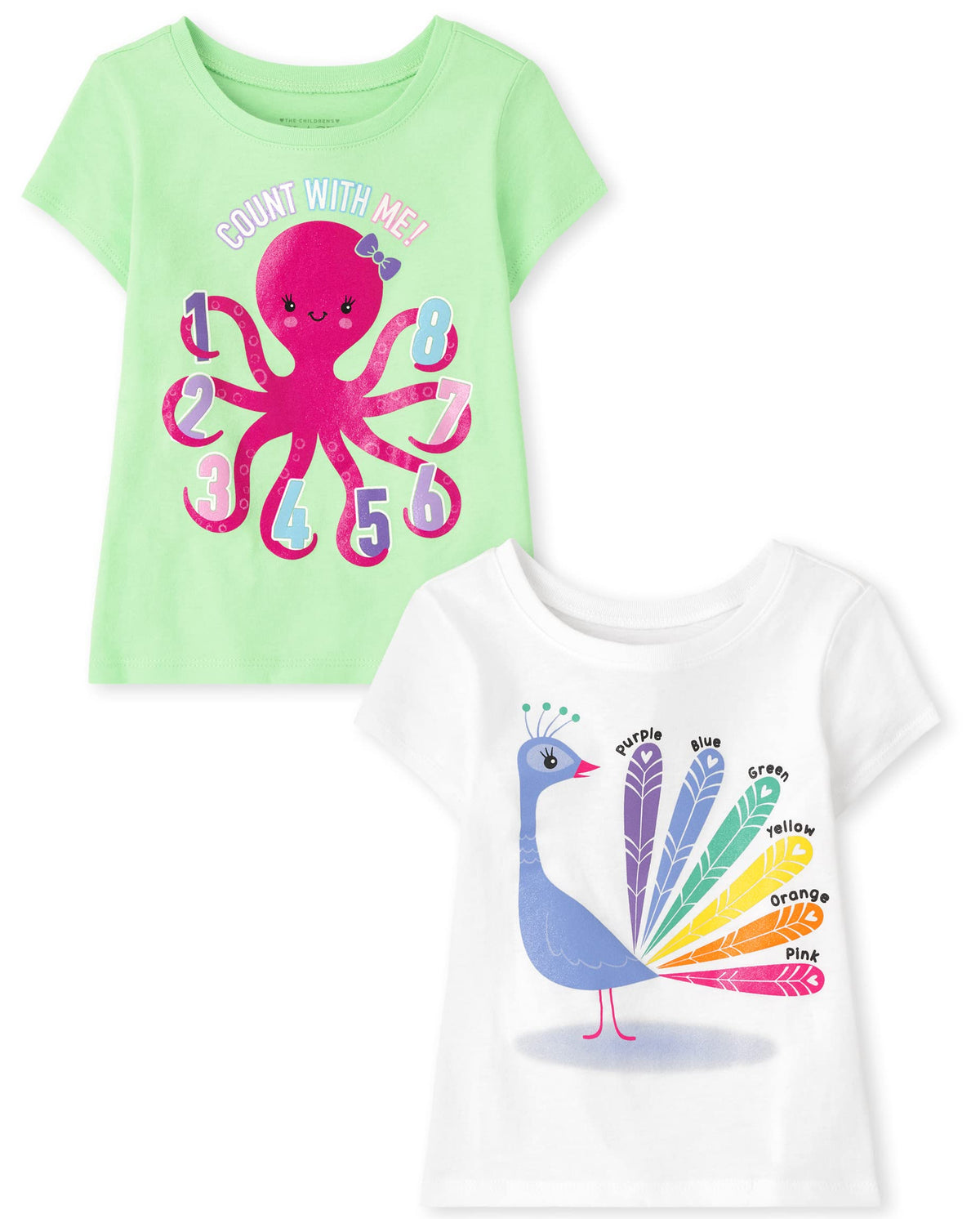 The Children's Place Baby Girls' and Toddler Unicorns,Butterflies,Trends Short Sleeve Graphic T-Shirts,3 Pack
