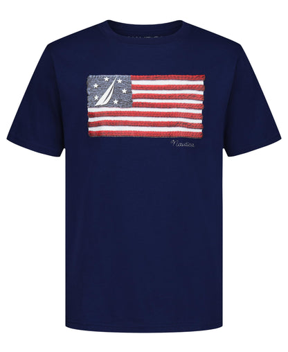 Nautica Boys' Short Sleeve J-Class Logo Crew Neck T-Shirt, Soft, Comfortable, Relaxed Fit