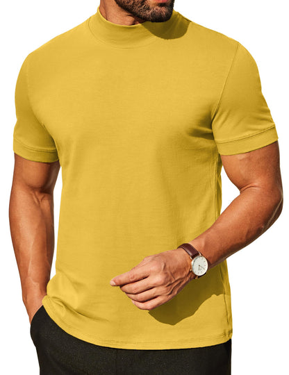 COOFANDY Mens Mock Turtleneck Shirts Casual Premium Cotton Short Sleeve Shirt Basic Half Neck T-Shirts
