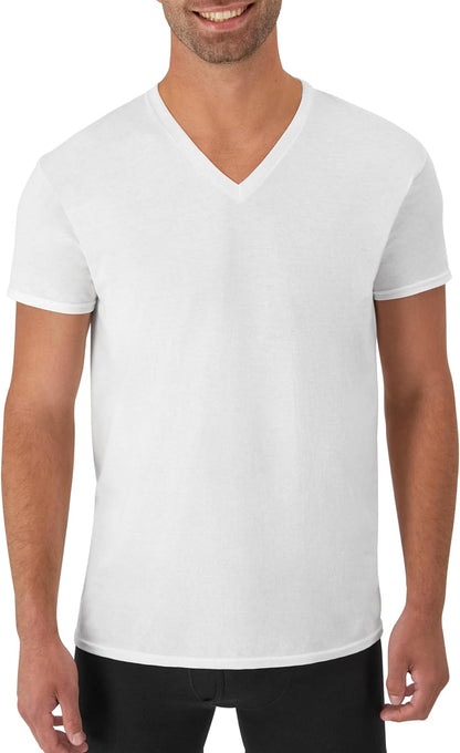 Hanes Men's Undershirts T-Shirt Pack, V-Neck Cotton Tees for Men, Moisture-Wicking, Odor Control, White Multi-Pack