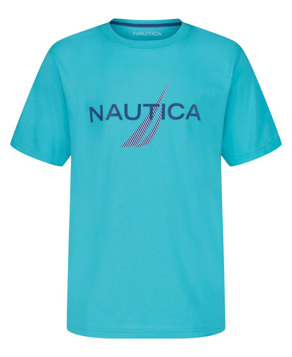 Nautica Boys' Short Sleeve J-Class Logo Crew Neck T-Shirt, Soft, Comfortable, Relaxed Fit