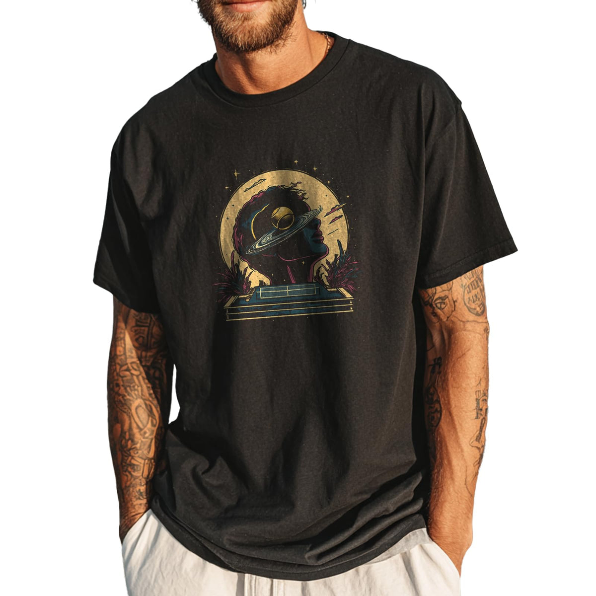 domirica Men's Solid 100% Cotton Graphic Short Sleeve Crewneck Big and Tall Summer Breathable Quick Dry Gym Casual Top