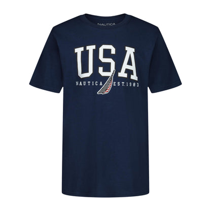 Nautica Boys' Short Sleeve J-Class Logo Crew Neck T-Shirt, Soft, Comfortable, Relaxed Fit