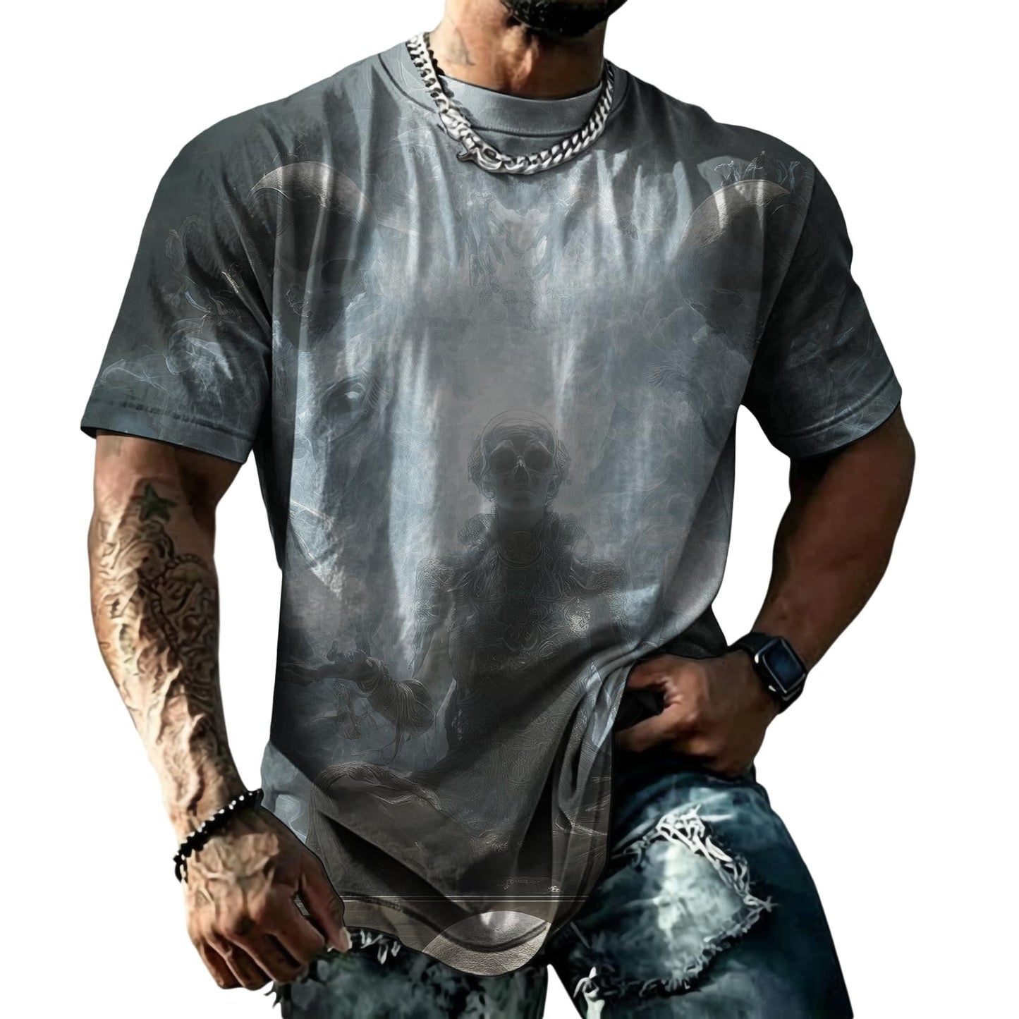 domirica Mens Muscle Fit Short Sleeve T Shirts Gym Workout Crewneck Novelty Print Quick Dry Athletic Shirt