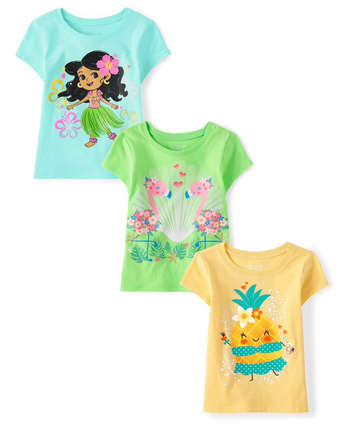 The Children's Place Baby Girls' and Toddler Unicorns,Butterflies,Trends Short Sleeve Graphic T-Shirts,3 Pack
