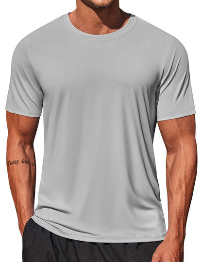 COOFANDY Men's Swim Shirt Short Sleeve UPF 50+ Sun Shirt Rash Guard T-Shirts Quick Dry Beach Shirts Breathable