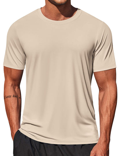 COOFANDY Men's Swim Shirt Short Sleeve UPF 50+ Sun Shirt Rash Guard T-Shirts Quick Dry Beach Shirts Breathable