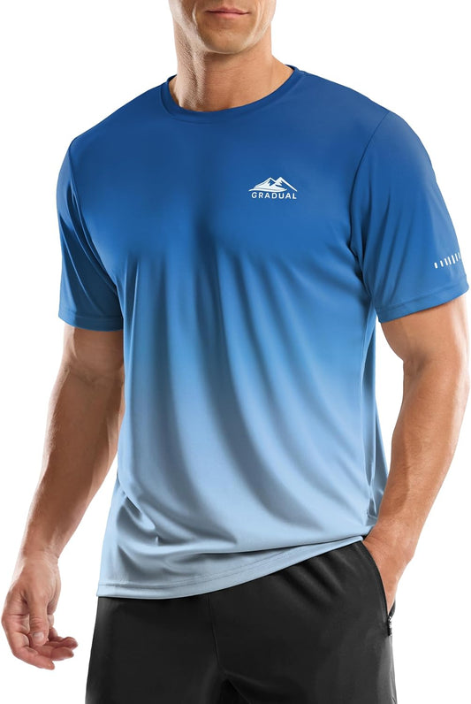 Men's UPF 50+ Sun Protection Dry Fit Workout T-Shirts Rash Guard Swim Shirts Moisture Wicking Tee for Athletic, Beach, Hiking