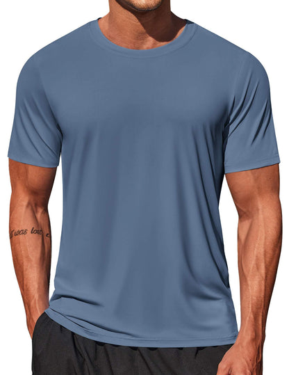COOFANDY Men's Swim Shirt Short Sleeve UPF 50+ Sun Shirt Rash Guard T-Shirts Quick Dry Beach Shirts Breathable