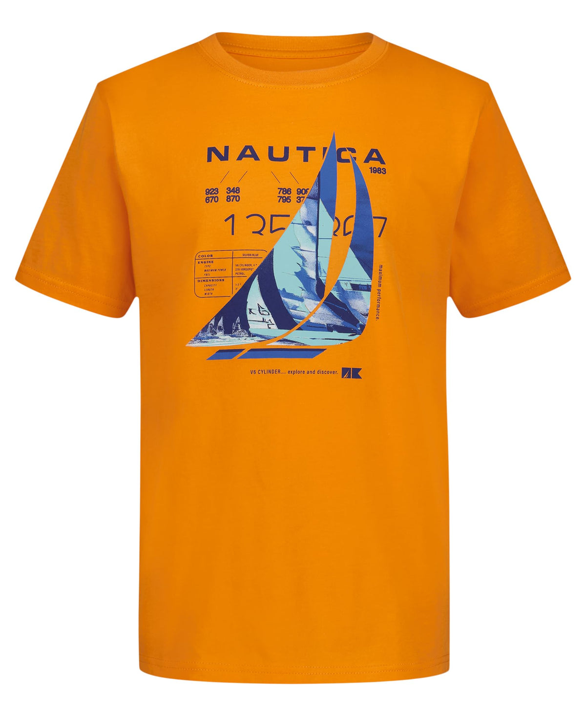 Nautica Boys' Short Sleeve J-Class Logo Crew Neck T-Shirt, Soft, Comfortable, Relaxed Fit