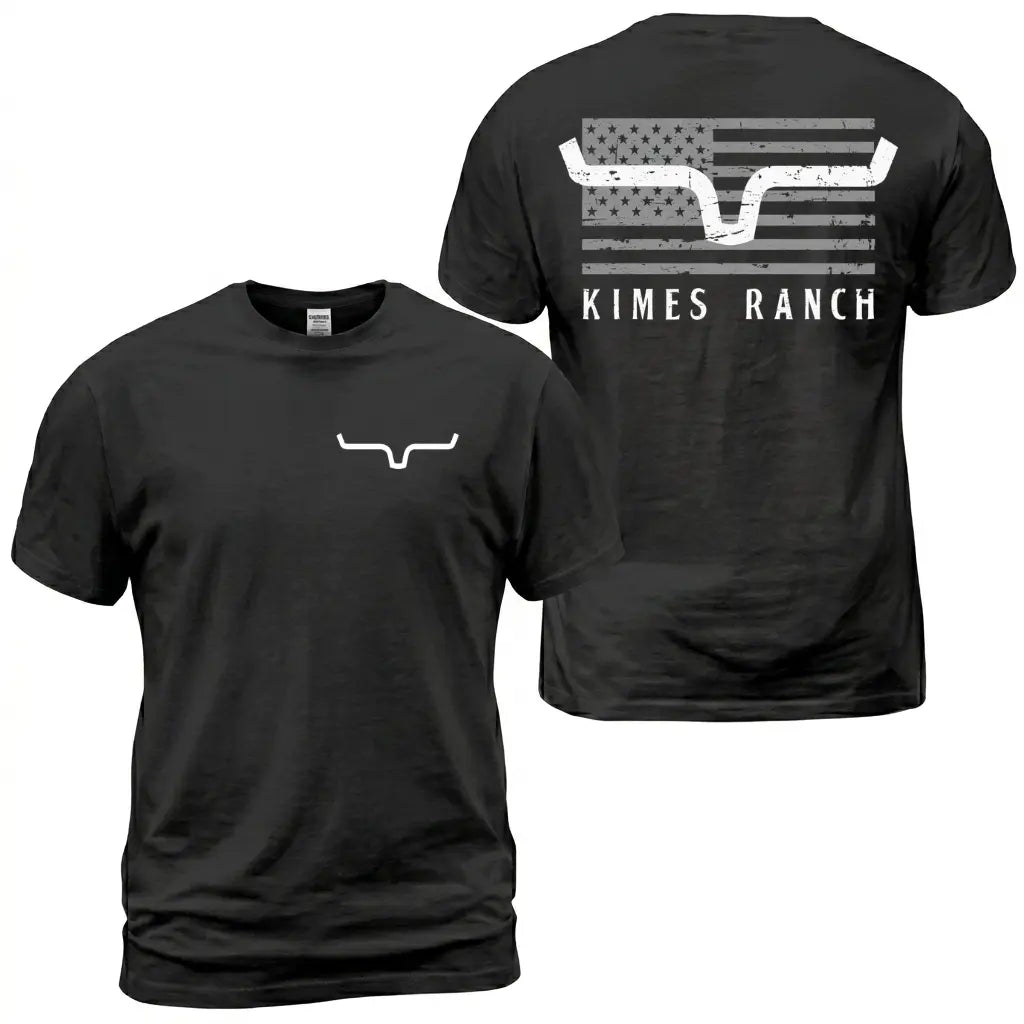 Unisex Western Graphic T-Shirt with American Flag Bull Horn Print, Breathable Cotton Cowboy Style Top, Distressed USA Back and Short Sleeve Design
