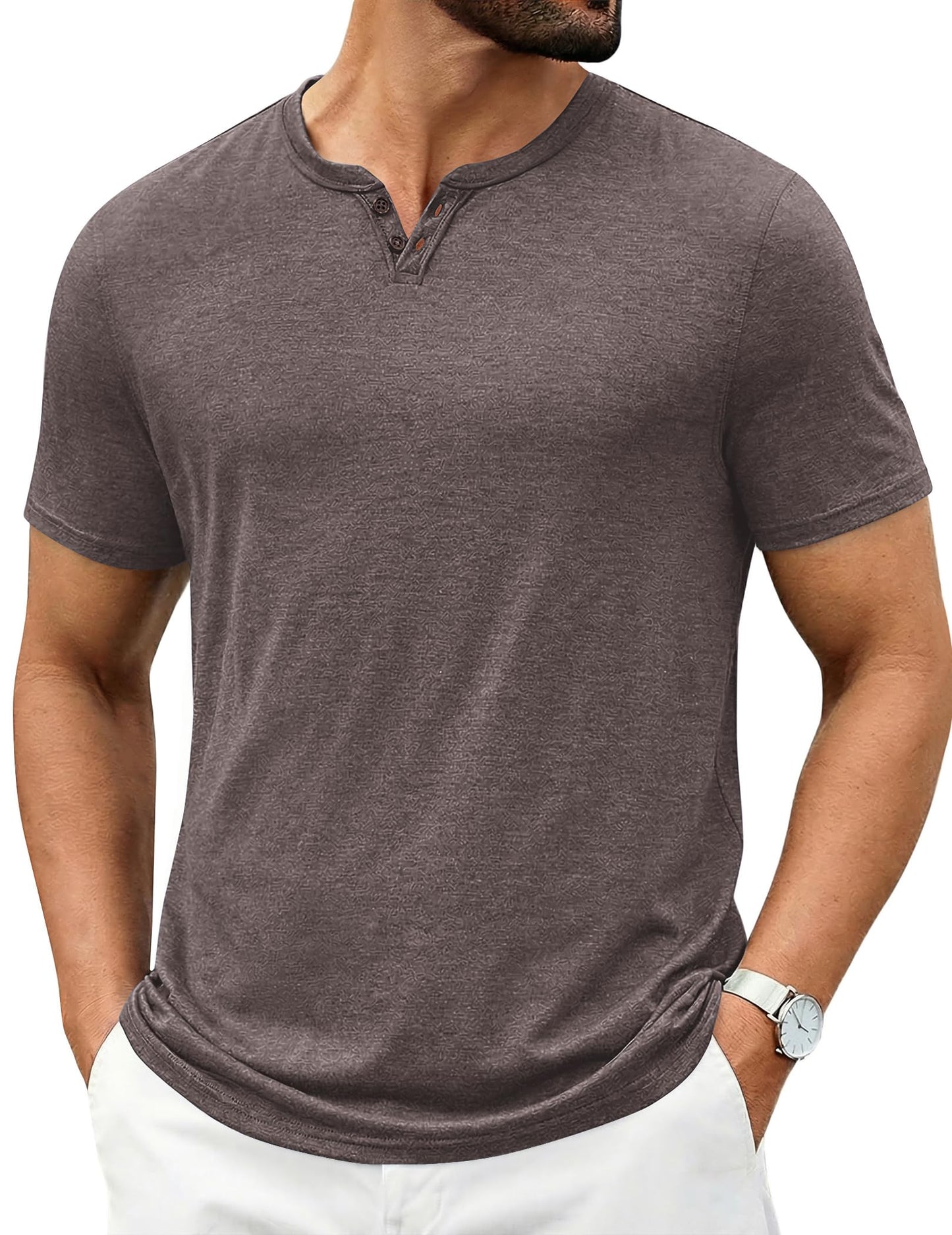 COOFANDY Men's T Shirts Short Sleeve Casual V Neck T-Shirt Soft Notch Neck Tee Classic Plain Shirts
