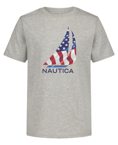 Nautica Boys' Short Sleeve J-Class Logo Crew Neck T-Shirt, Soft, Comfortable, Relaxed Fit