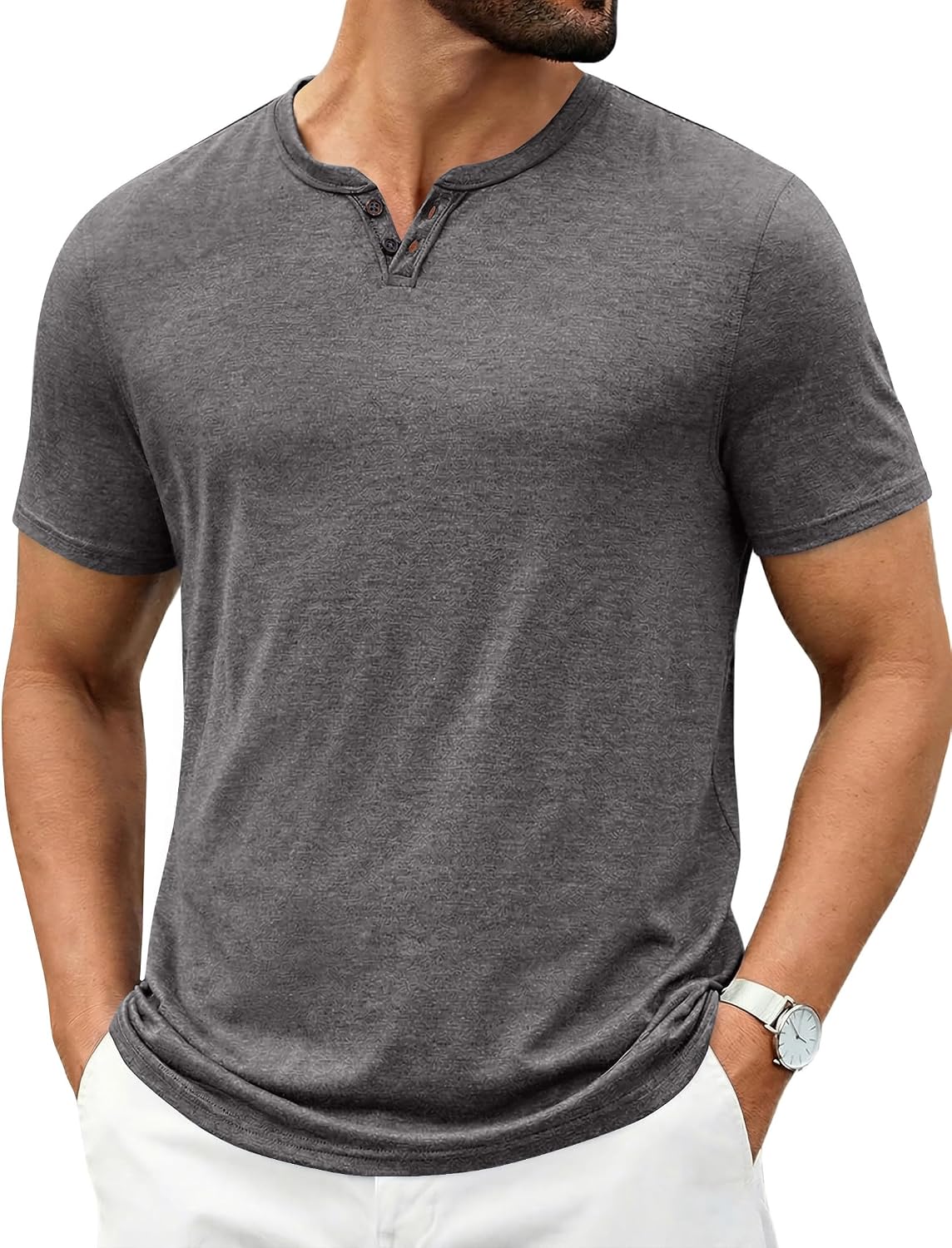 COOFANDY Men's T Shirts Short Sleeve Casual V Neck T-Shirt Soft Notch Neck Tee Classic Plain Shirts