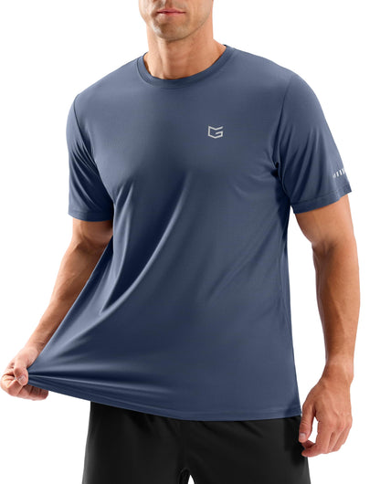 Men's Workout Breathable Grid T-Shirts Dry Fit UPF 50+ Sun Shirts Lightweight Cooling Tee for Athletic, Running, Hiking