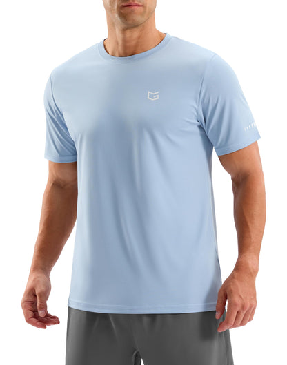 Men's Workout Breathable Grid T-Shirts Dry Fit UPF 50+ Sun Shirts Lightweight Cooling Tee for Athletic, Running, Hiking