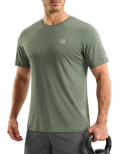 Men's Workout Breathable Grid T-Shirts Dry Fit UPF 50+ Sun Shirts Lightweight Cooling Tee for Athletic, Running, Hiking