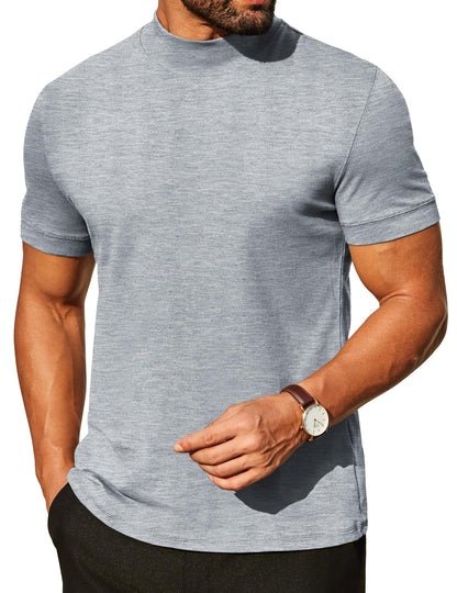 COOFANDY Mens Mock Turtleneck Shirts Casual Premium Cotton Short Sleeve Shirt Basic Half Neck T-Shirts