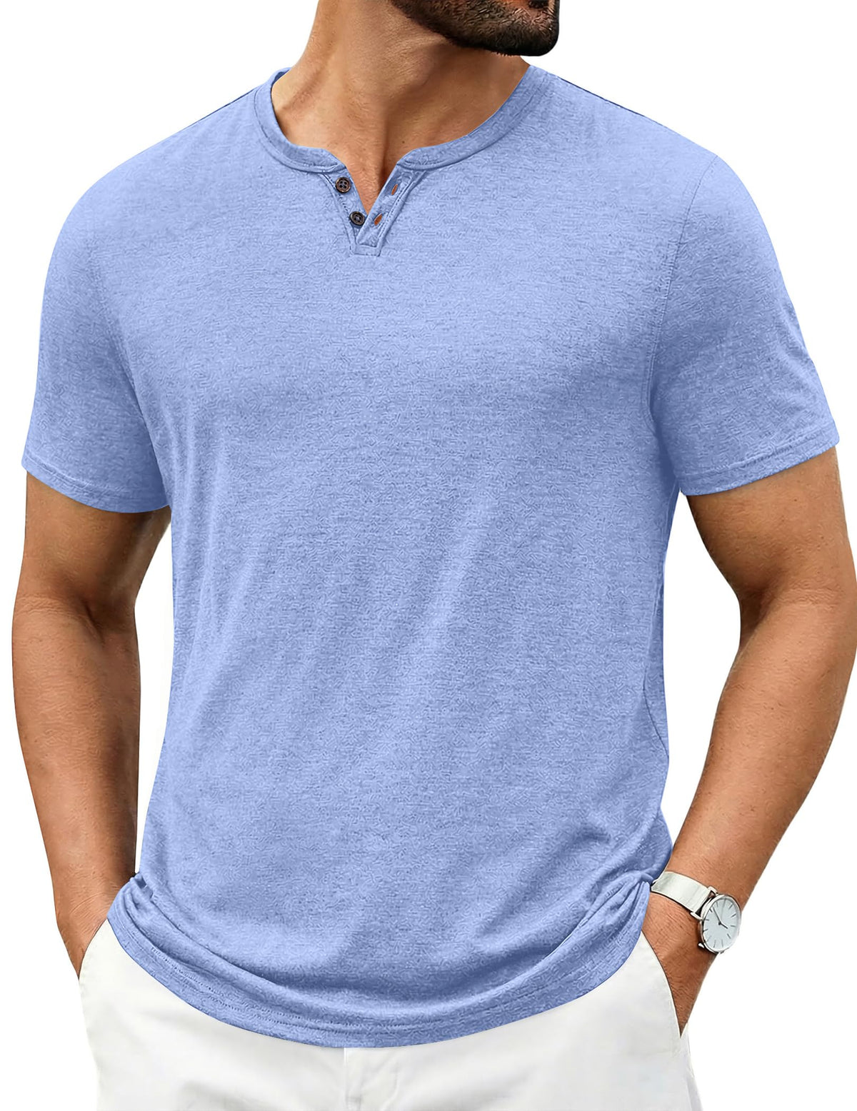 COOFANDY Men's T Shirts Short Sleeve Casual V Neck T-Shirt Soft Notch Neck Tee Classic Plain Shirts