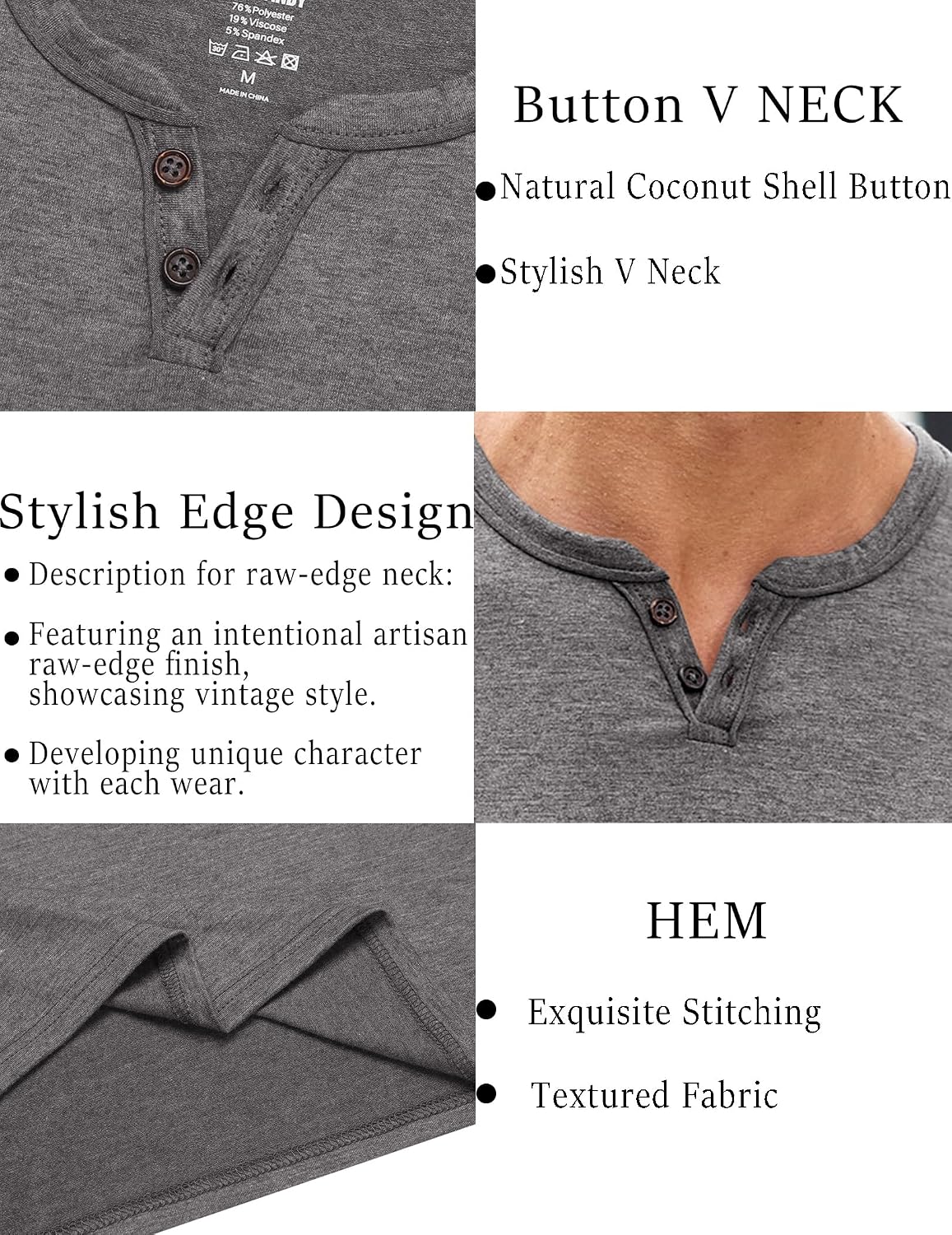 COOFANDY Men's T Shirts Short Sleeve Casual V Neck T-Shirt Soft Notch Neck Tee Classic Plain Shirts