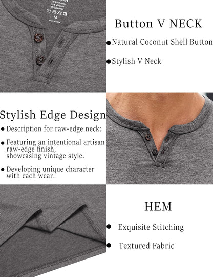 COOFANDY Men's T Shirts Short Sleeve Casual V Neck T-Shirt Soft Notch Neck Tee Classic Plain Shirts