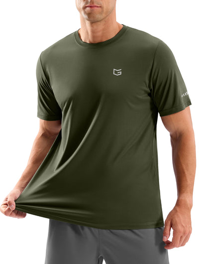 Men's Workout Breathable Grid T-Shirts Dry Fit UPF 50+ Sun Shirts Lightweight Cooling Tee for Athletic, Running, Hiking