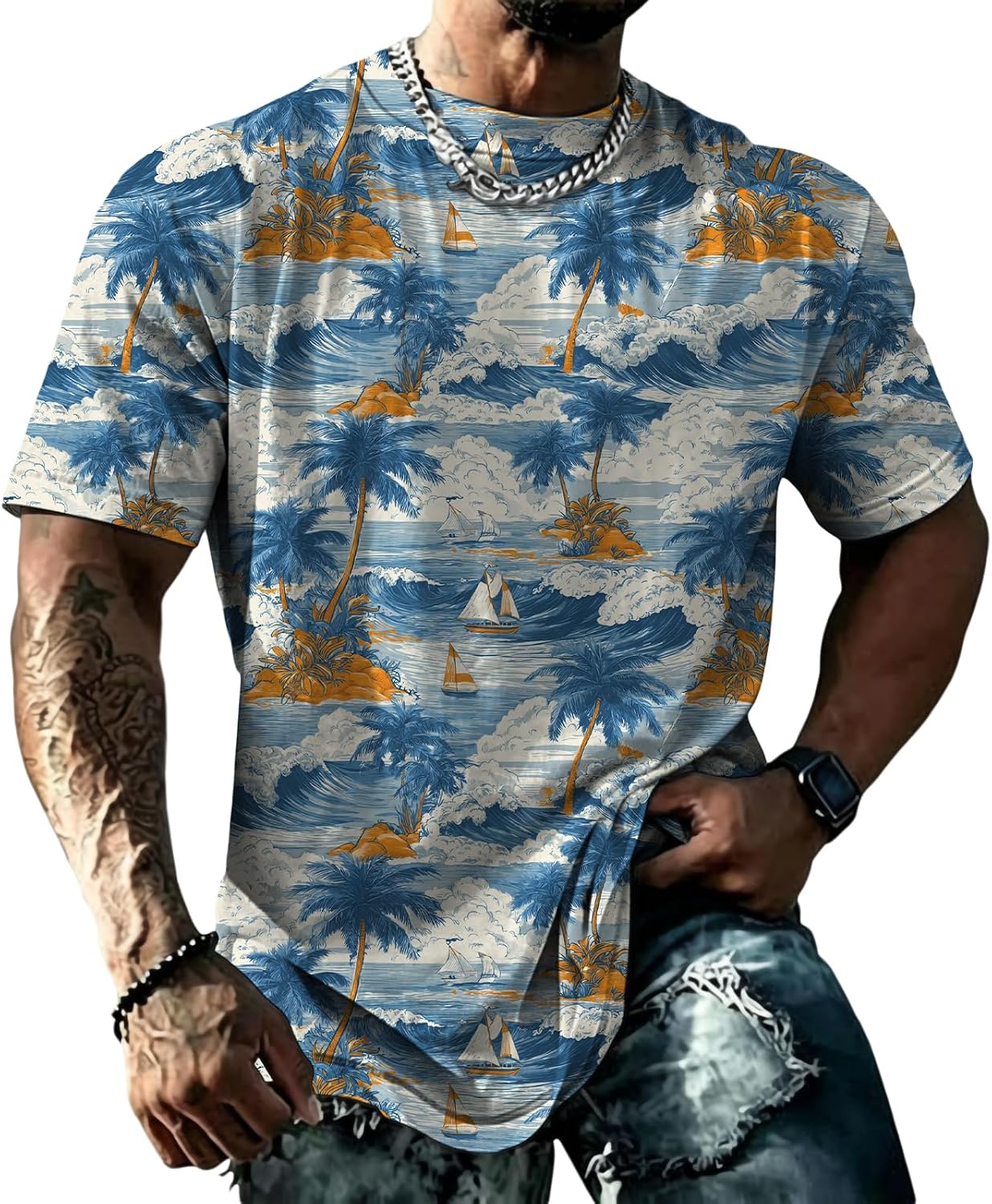 domirica Mens Muscle Fit Short Sleeve T Shirts Gym Workout Crewneck Novelty Print Quick Dry Athletic Shirt