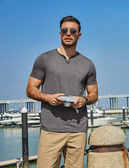 COOFANDY Men's T Shirts Short Sleeve Casual V Neck T-Shirt Soft Notch Neck Tee Classic Plain Shirts