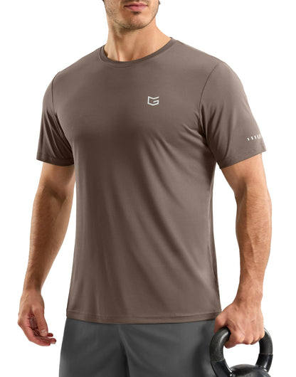 Men's Workout Breathable Grid T-Shirts Dry Fit UPF 50+ Sun Shirts Lightweight Cooling Tee for Athletic, Running, Hiking