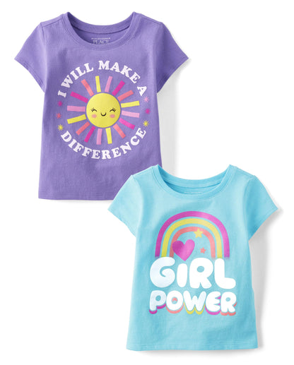 The Children's Place Baby Girls' and Toddler Unicorns,Butterflies,Trends Short Sleeve Graphic T-Shirts,3 Pack