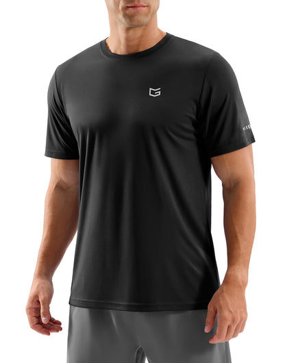 Men's Workout Breathable Grid T-Shirts Dry Fit UPF 50+ Sun Shirts Lightweight Cooling Tee for Athletic, Running, Hiking