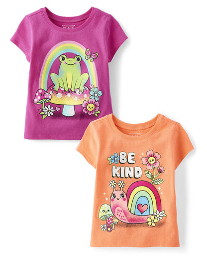 The Children's Place Baby Girls' and Toddler Unicorns,Butterflies,Trends Short Sleeve Graphic T-Shirts,3 Pack